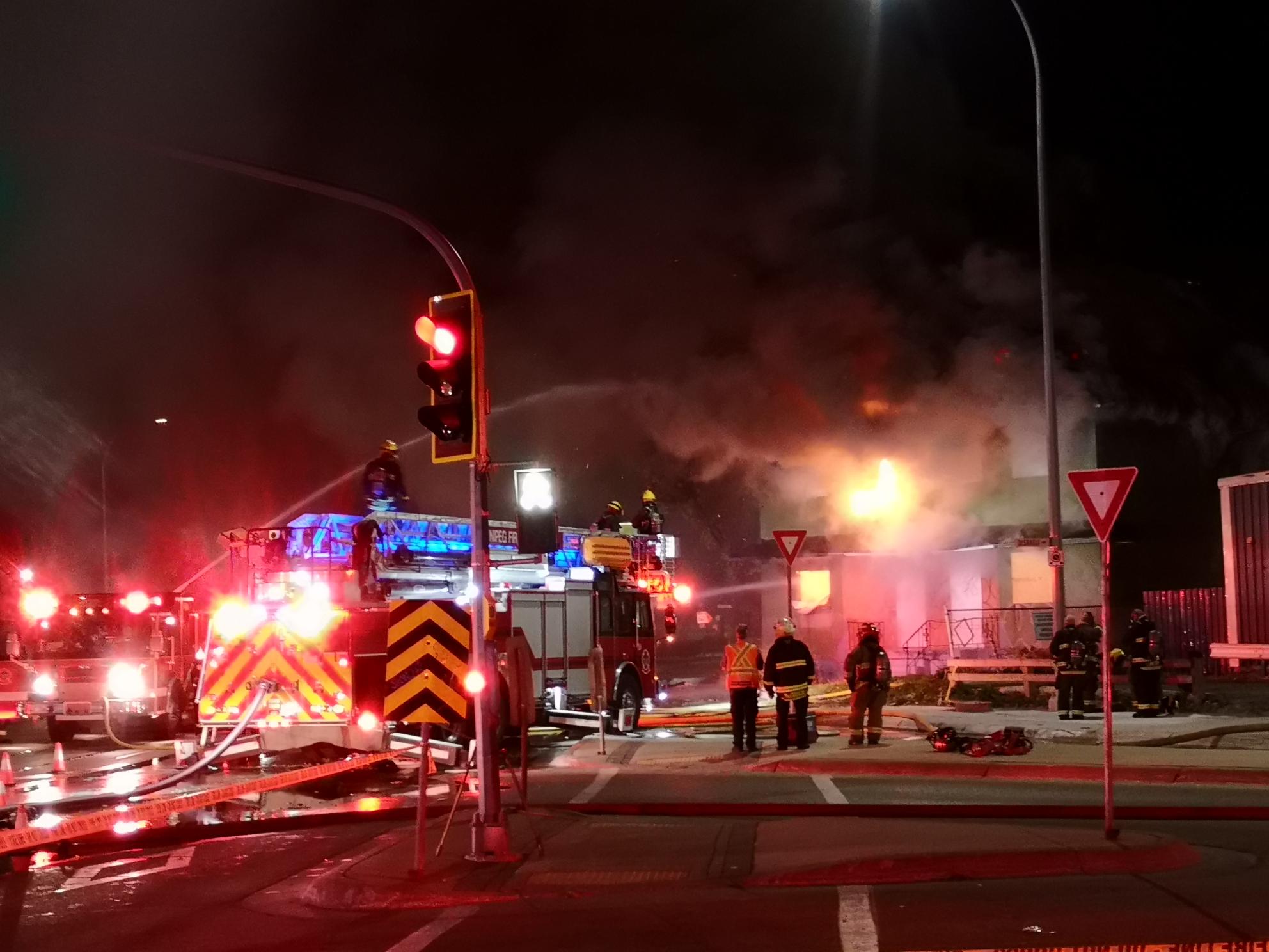 Portion of Disraeli closed Monday morning as firefighters battle blaze